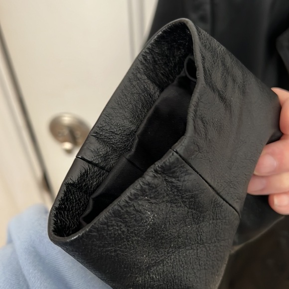 EUC black Leather blazer jacket S/M - Picture 5 of 7